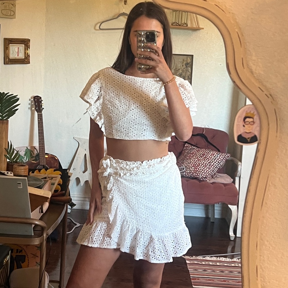 SABO SKIRT White Eyelet Ruffle Skirt